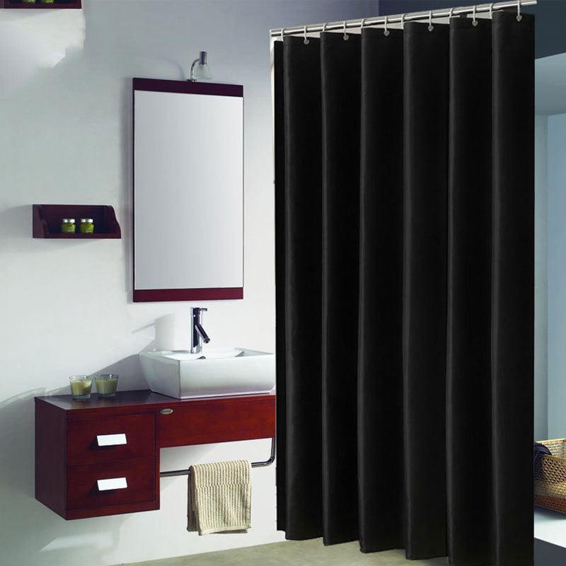 Waterproof black polyester shower curtain with various size options
