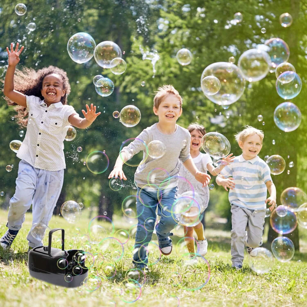 Portable Bubble Machine with 2 Speeds Hand Grip 3000-4000 Bubbles per Minute Plug-powered Battery-powered
