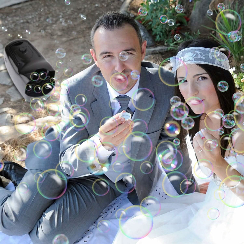 Portable Bubble Machine with 2 Speeds Hand Grip 3000-4000 Bubbles per Minute Plug-powered Battery-powered