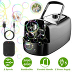 Portable Bubble Machine with 2 Speeds Hand Grip 3000-4000 Bubbles per Minute Plug-powered Battery-powered