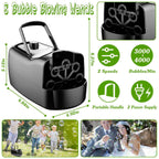 Portable Bubble Machine with 2 Speeds Hand Grip 3000-4000 Bubbles per Minute Plug-powered Battery-powered