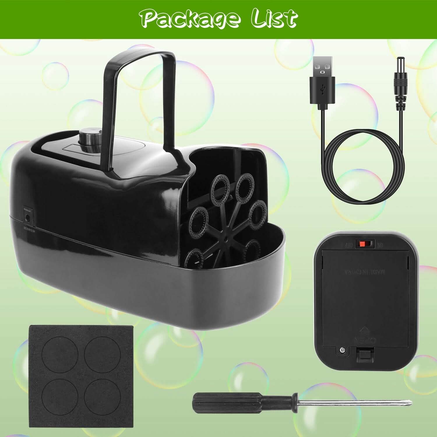 Portable Bubble Machine with 2 Speeds Hand Grip 3000-4000 Bubbles per Minute Plug-powered Battery-powered