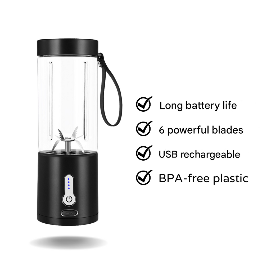 Portable Smoothie Maker with 6 Powerful Blades - BlendEase Pro