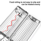 Portable Stainless Steel Rolling Grilling Basket BBQ Grill Accessory