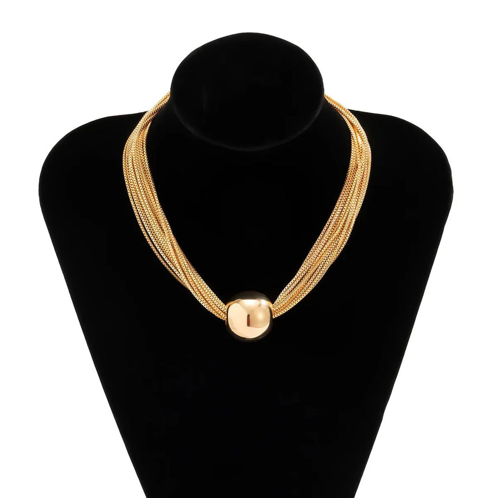 Posh Multi Layered Chain Ball Necklace and Bracelet