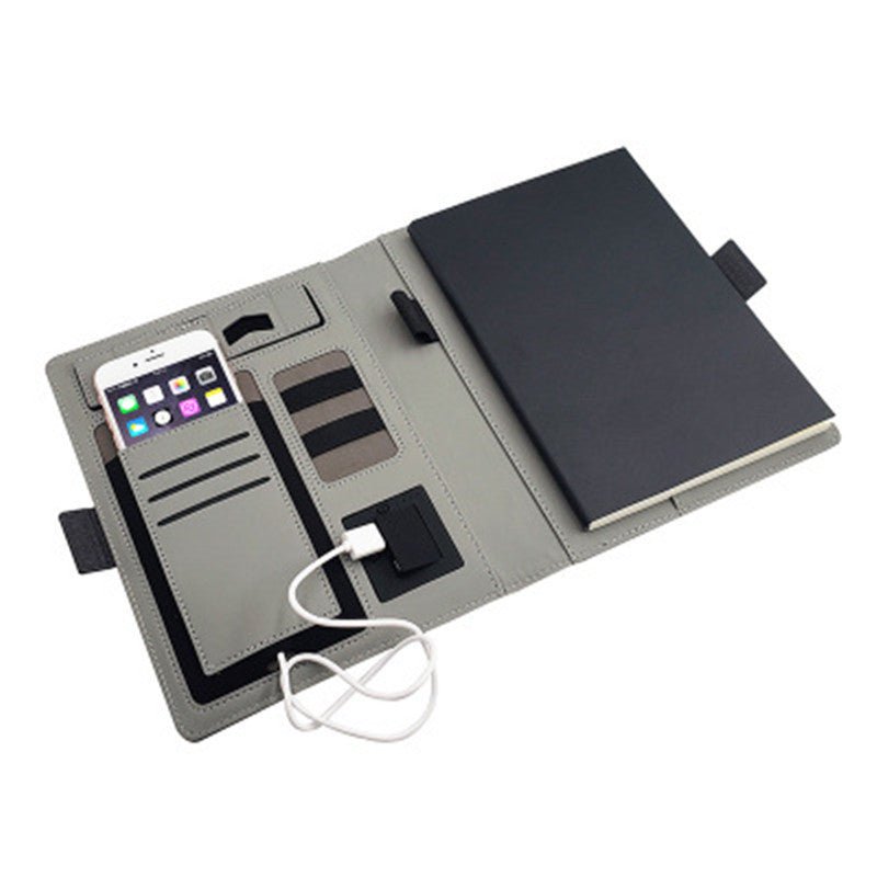 POWERFOLIO – A5 Leather Notebook with Built-in Wireless Charger