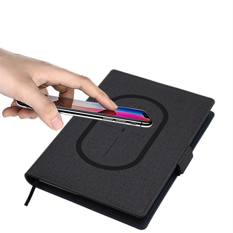 POWERFOLIO – A5 Leather Notebook with Built-in Wireless Charger
