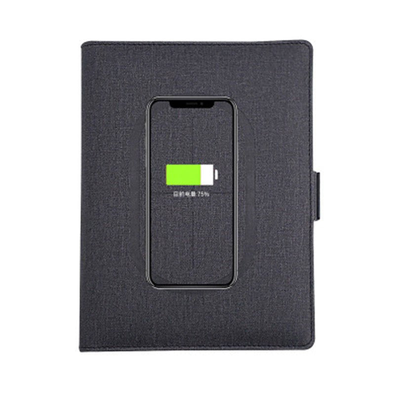 POWERFOLIO – A5 Leather Notebook with Built-in Wireless Charger