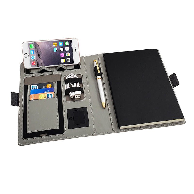 POWERFOLIO – A5 Leather Notebook with Built-in Wireless Charger