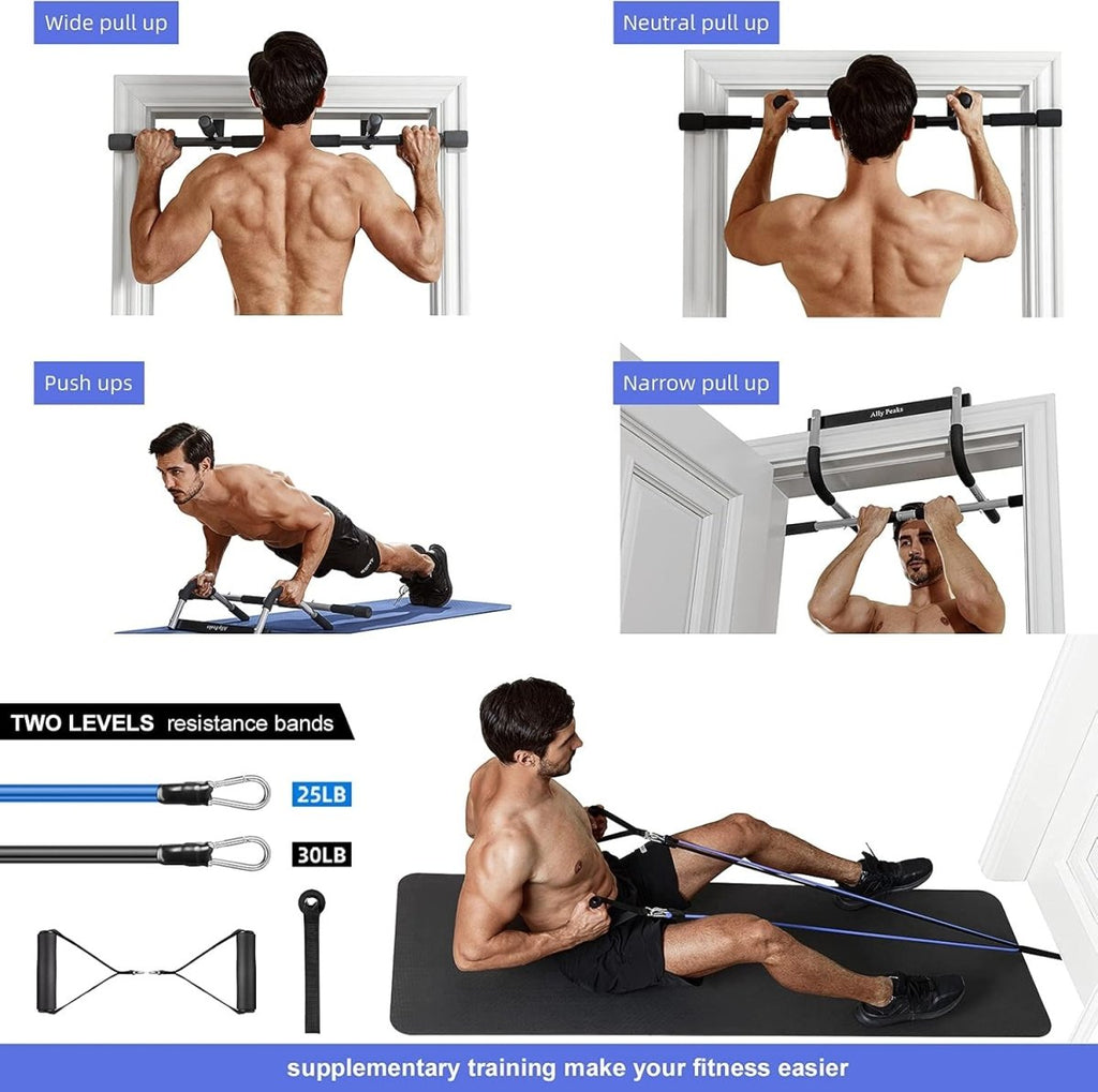PowerGrip Pull-Up Bar – Heavy Duty Doorway Chin-Up Bar – 200 kg Capacity – Multi-Grip for Full Upper Body Workout