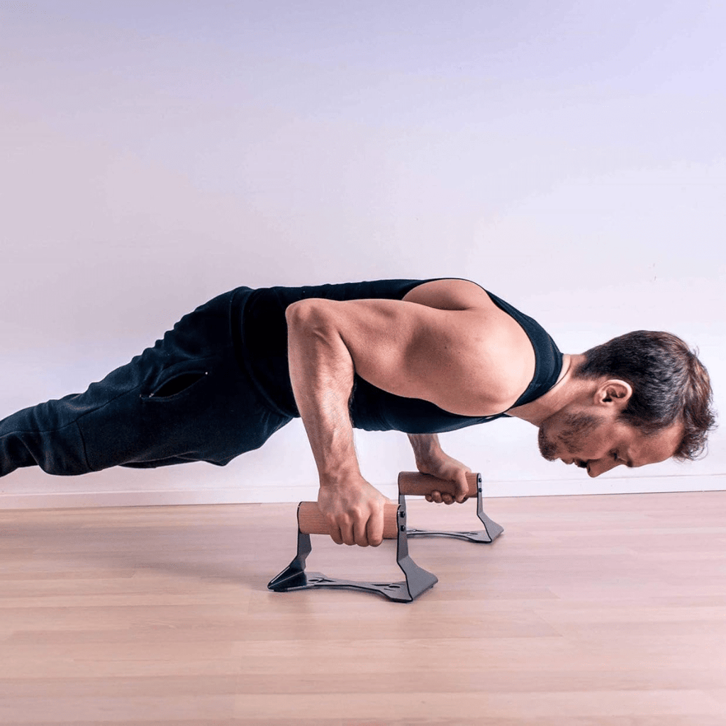 PowerGrip Wooden Push Parallettes – Ergonomic Handstand Bars with Anti-Slip Base for Strength Training