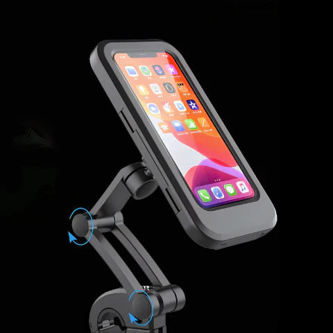 Waterproof Bicycle Phone Holder with 360-Degree Rotation and Touchscreen Access