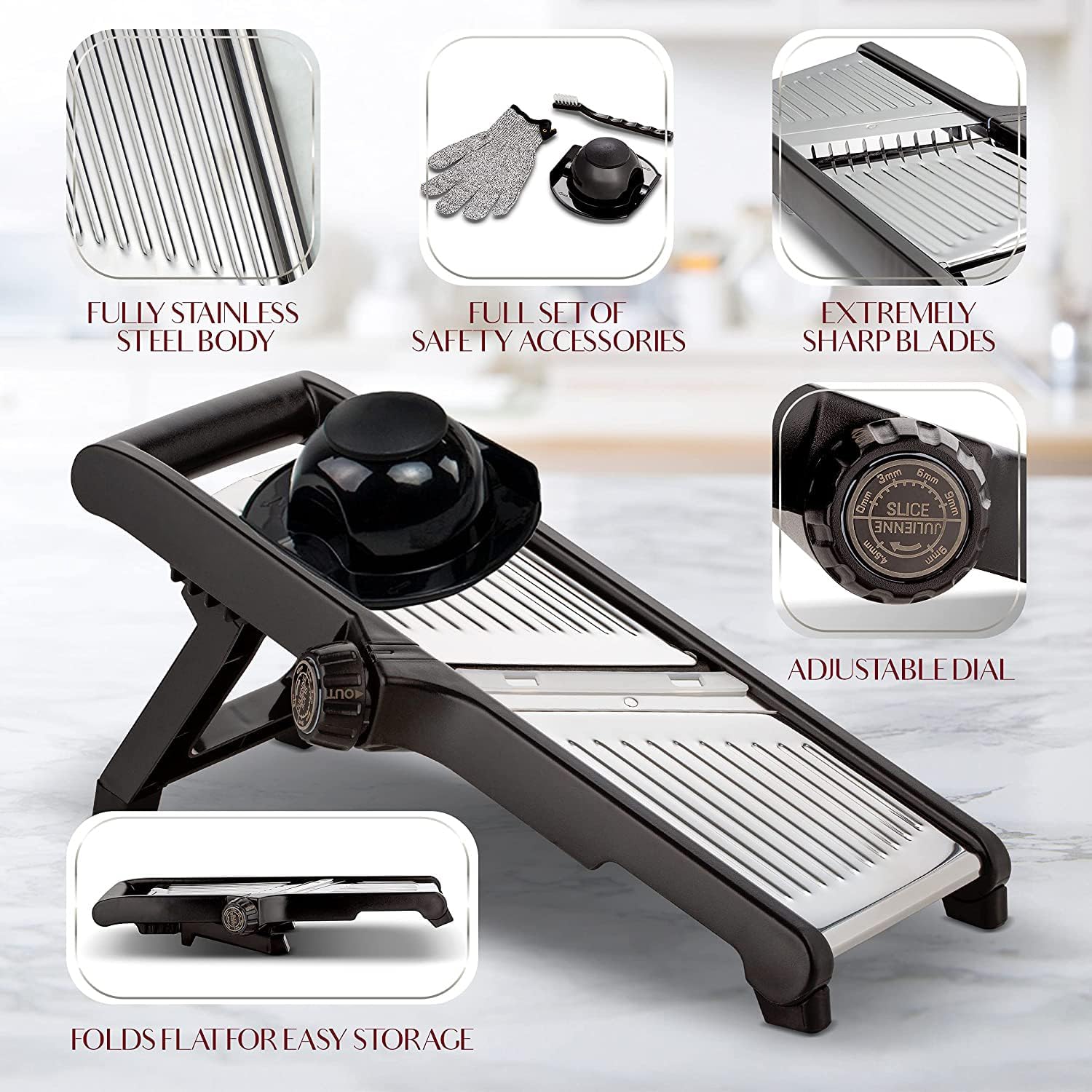 Premium food slicer with cut-resistant gloves