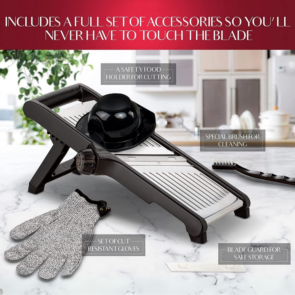 Premium food slicer with cut-resistant gloves