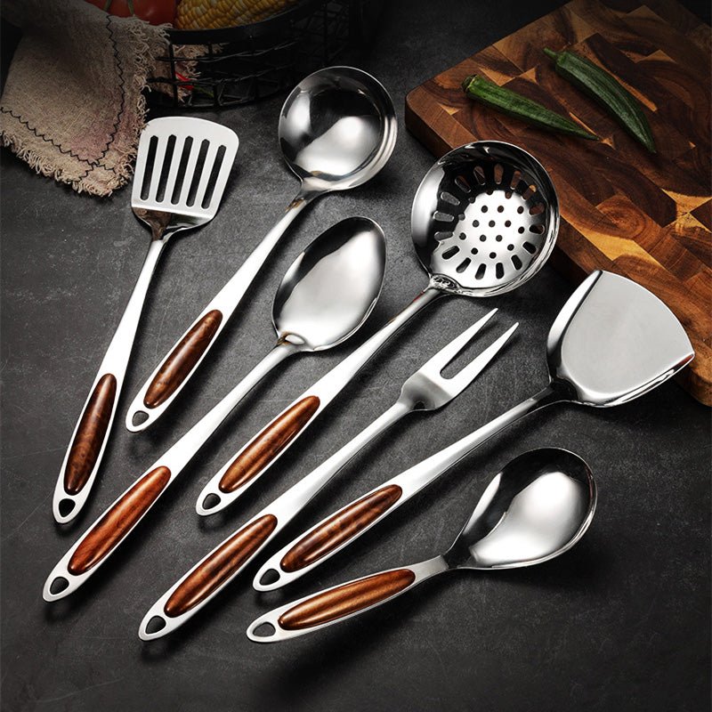 SLEEKPREP Utensil Set – Stainless Steel Cooking Tools with Non-Slip Ergonomic Handles