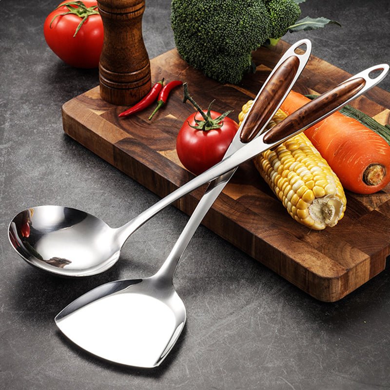 SLEEKPREP Utensil Set – Stainless Steel Cooking Tools with Non-Slip Ergonomic Handles