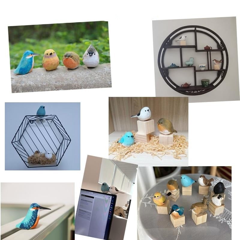 GloRadiance Wooden Bird Figurines – Handmade Interior Decoration
