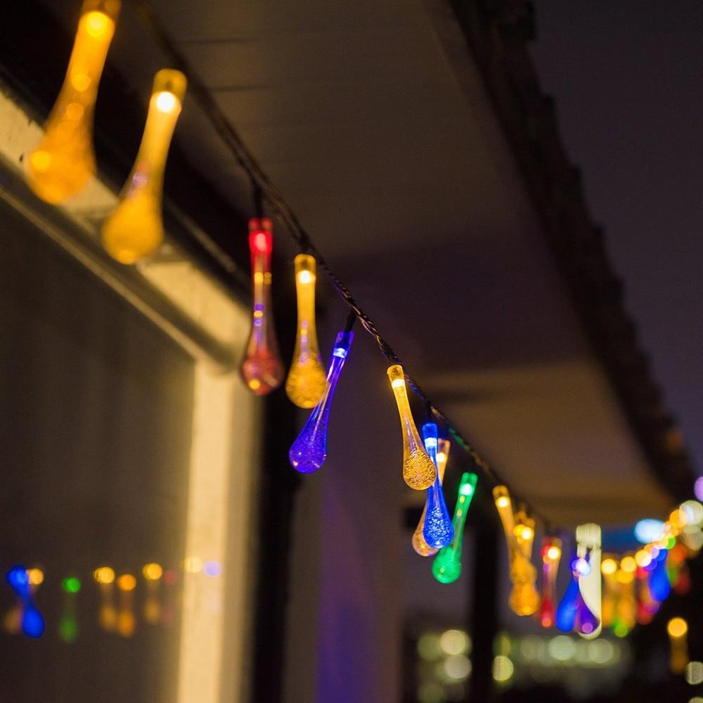 LumiDew Solar Drops String Lights | Solar-Powered LED String Lights for Garden & Terrace | Warm White, White & Multicolor