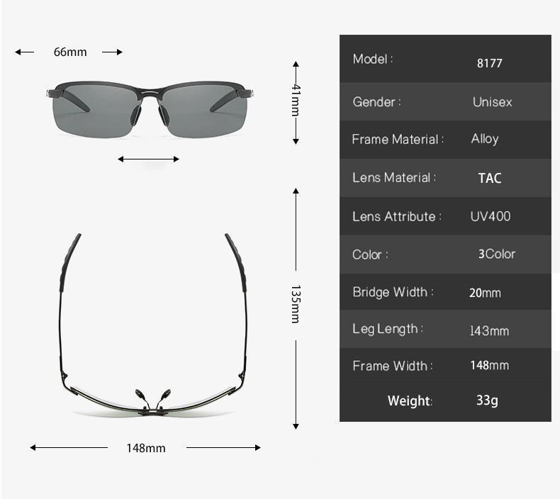 Photochromic Sunglasses with Polarized Lenses