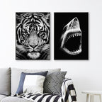 Nature Wild Animals Africa Wildlife Black White - Canvas Wall Art Painting