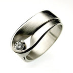 Korean New Design Simple Chic Silver Color White Zircon Ring for Women