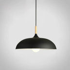 Pendant lights made of metal and wood in delicate pastel shades