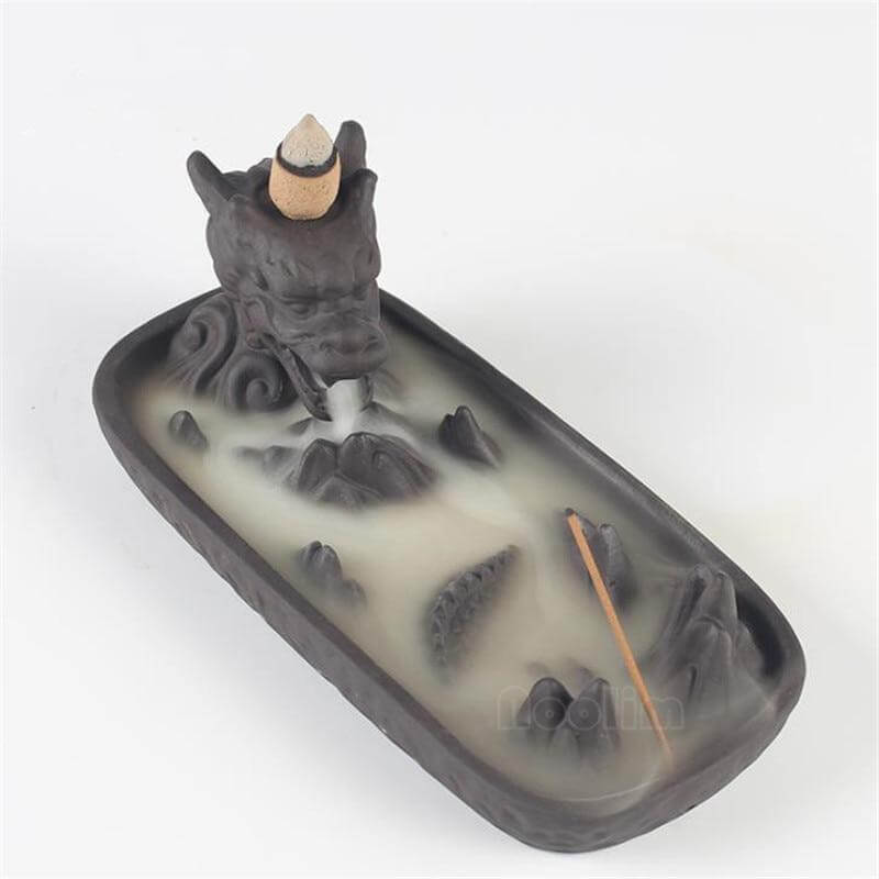 Ceramic Dragon Censer Smoke Backflow Incense Burner