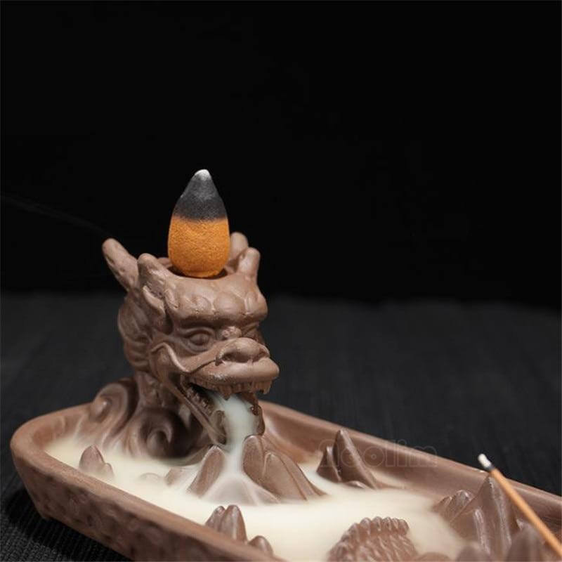 Ceramic Dragon Censer Smoke Backflow Incense Burner