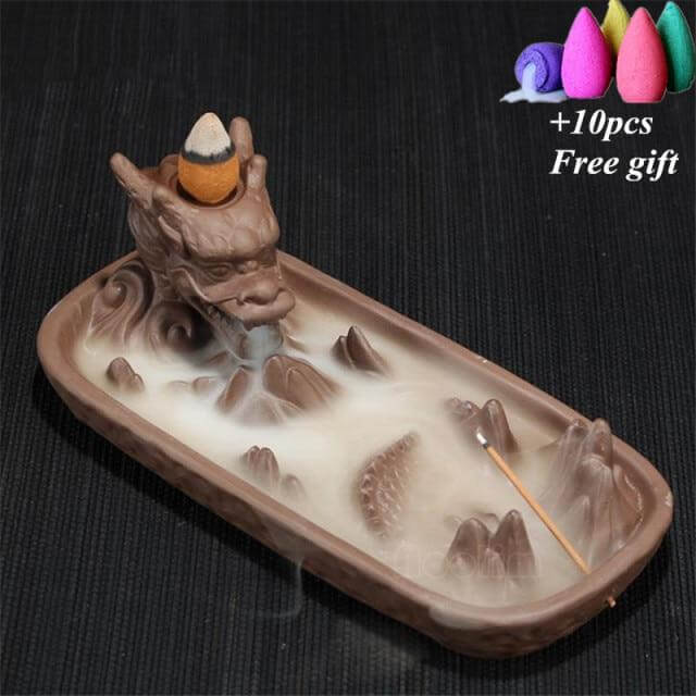 Ceramic Dragon Censer Smoke Backflow Incense Burner