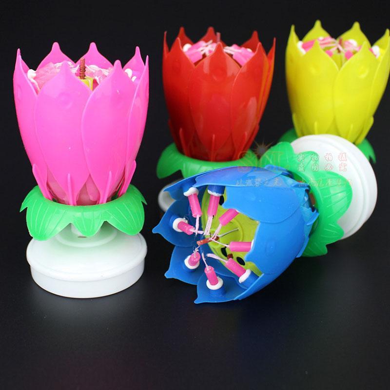 Rotating Lotus Cake Candle