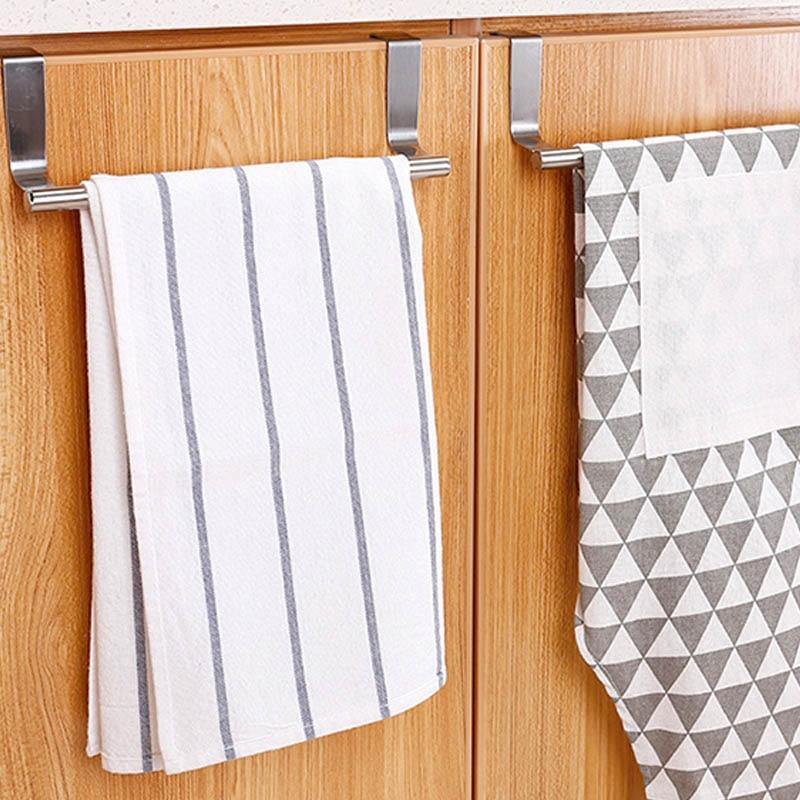 Towel holder made of stainless steel for cabinet doors