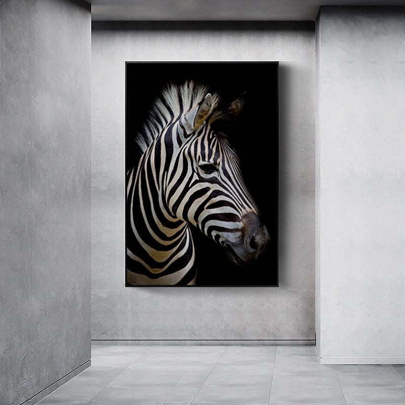 Nature Wild Animals Africa Wildlife Black White - Canvas Wall Art Painting