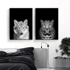 Nature Wild Animals Africa Wildlife Black White - Canvas Wall Art Painting