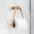 High-Quality Toilet Paper Holder | Oak & Faux Leather | Minimalist Bathroom Design