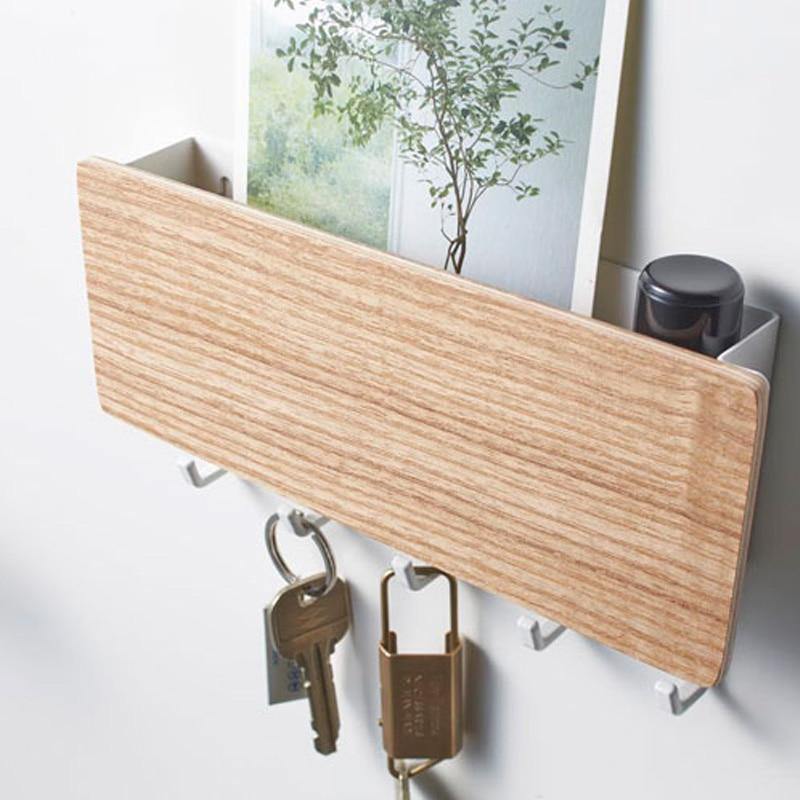 KeyOrganize Wood Key Holder Wall Shelf | Multifunctional & Stylish | Wall Decor & Storage