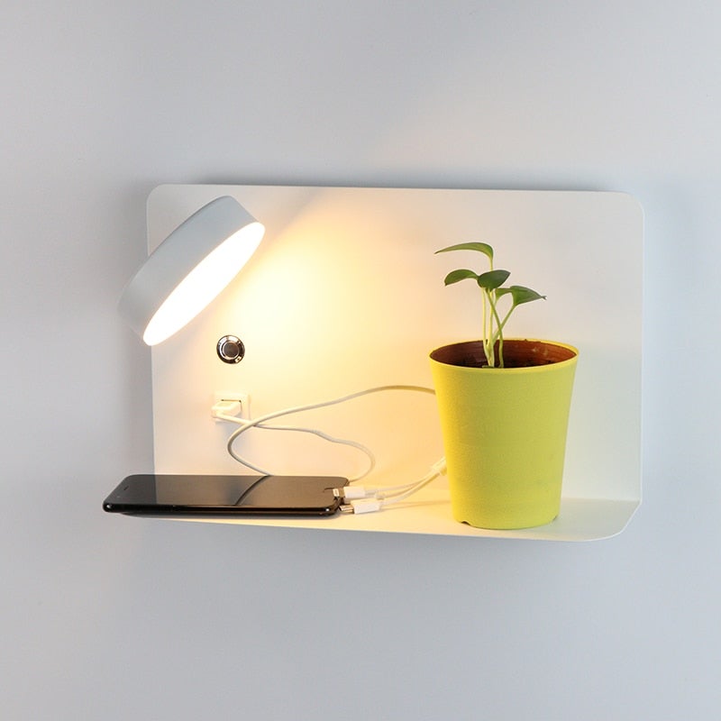 LED Bed Lamp Wall Lamp with USB Charger