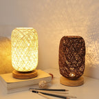 Table lamp made of rattan wood