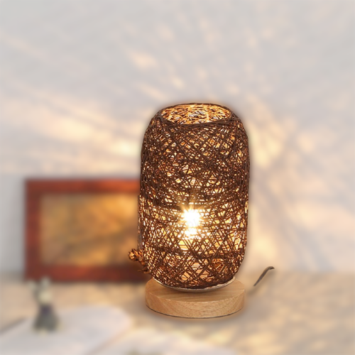 Table lamp made of rattan wood