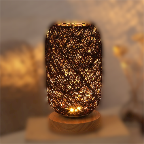 Table lamp made of rattan wood