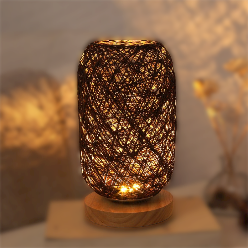 Table lamp made of rattan wood