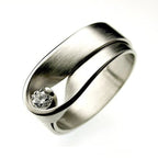Korean New Design Simple Chic Silver Color White Zircon Ring for Women