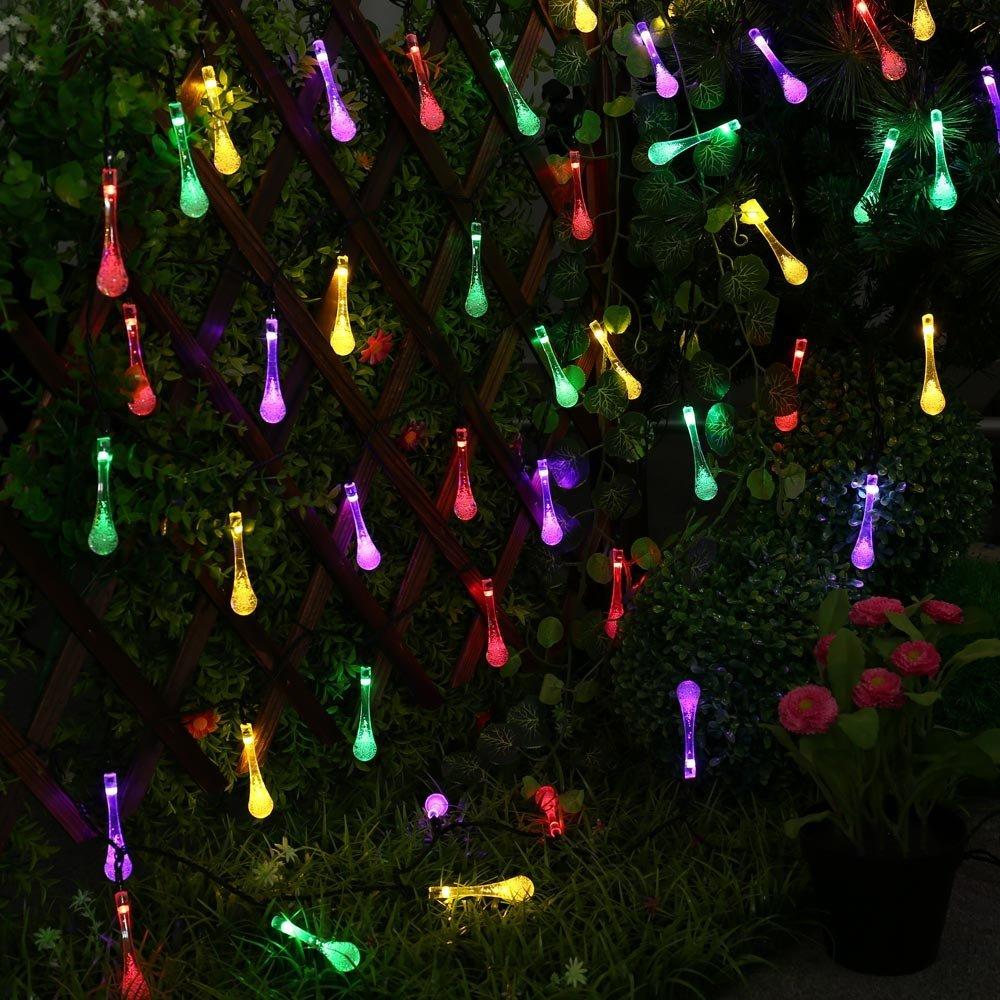 LumiDew Solar Drops String Lights | Solar-Powered LED String Lights for Garden & Terrace | Warm White, White & Multicolor