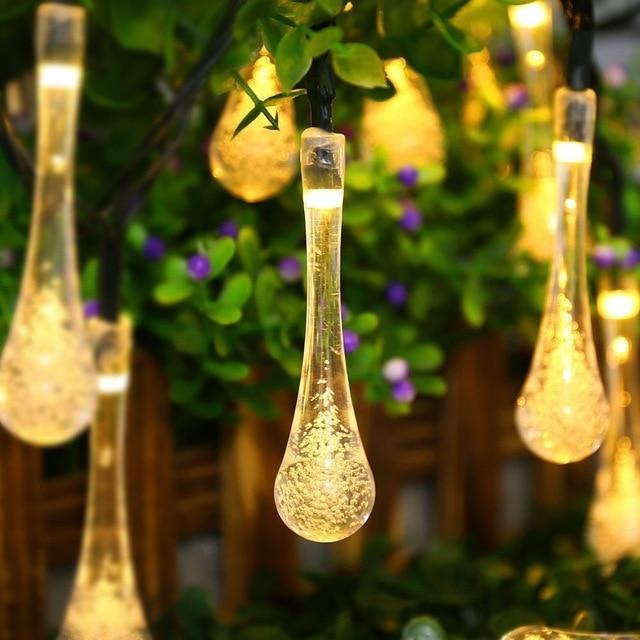 LumiDew Solar Drops String Lights | Solar-Powered LED String Lights for Garden & Terrace | Warm White, White & Multicolor