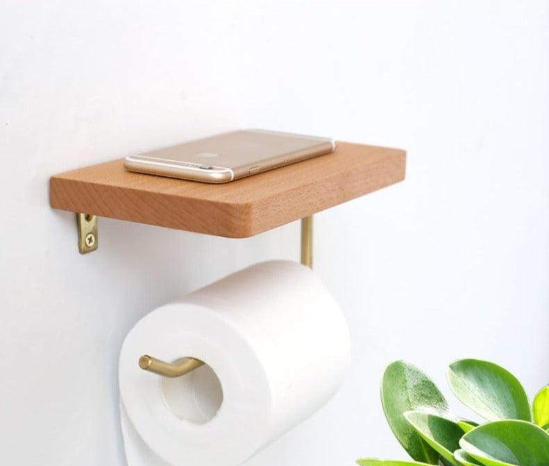 WoodNest - Stylish Wooden Toilet Roll Holder with Storage