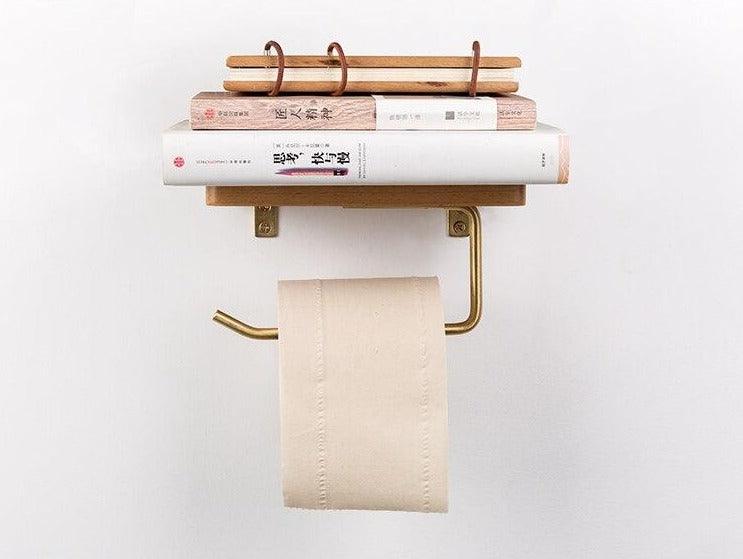 WoodNest - Stylish Wooden Toilet Roll Holder with Storage