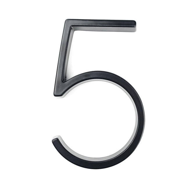 Royelux Modern House Numbers - Stainless Zinc Alloy, Black Finish, 5" High