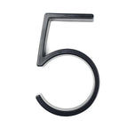 Royelux Modern House Numbers - Stainless Zinc Alloy, Black Finish, 5" High