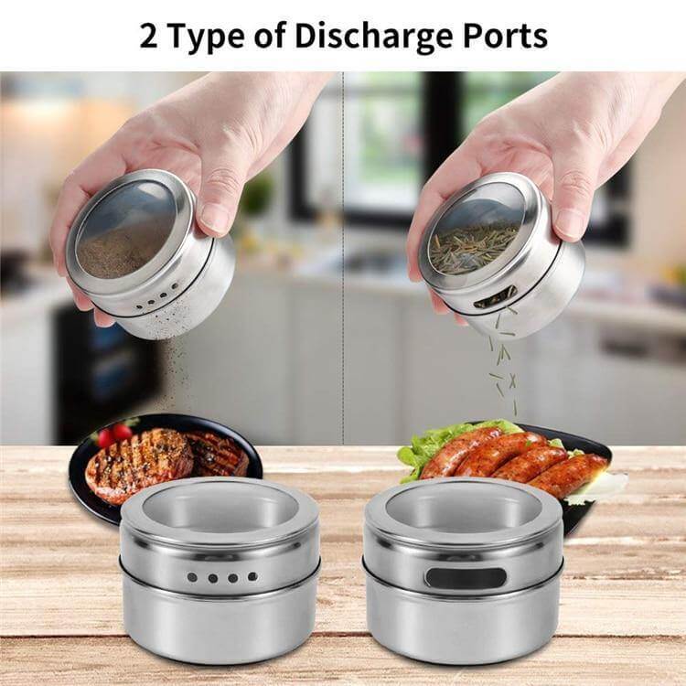 Magnetic Stainless Steel Seasoning Spice Jar Set