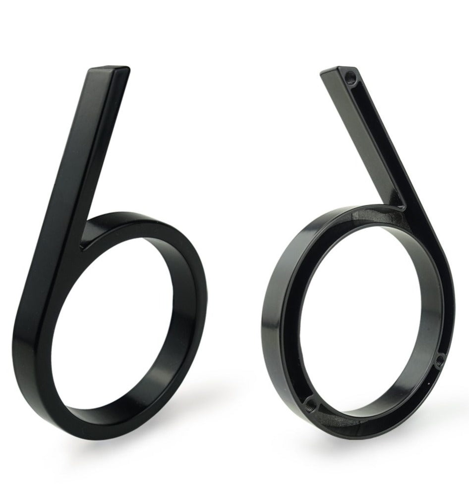 Royelux Modern House Numbers - Stainless Zinc Alloy, Black Finish, 5" High