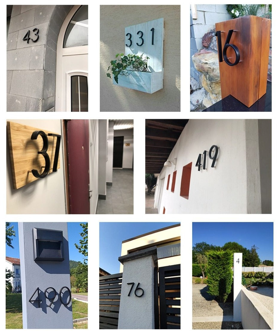 Royelux Modern House Numbers - Stainless Zinc Alloy, Black Finish, 5" High